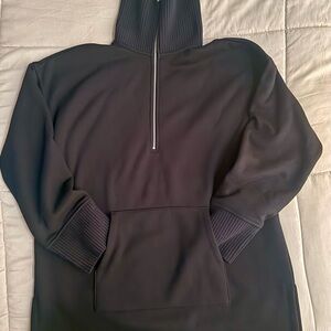 Women’s Black Fleece Hoodie with Quarter-Zip Sz. L